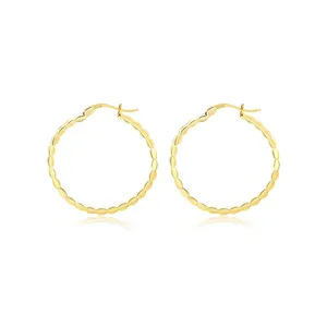 Hot Wholesale 925 Sterling Silver Gold Plated Bead Olive Beads Big Hoop Earrings