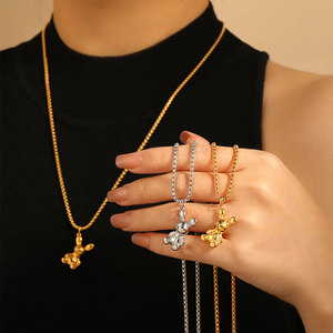 Collar con Colgante de Osito Adorable, Acero Inoxidable 316L, Chapado en Oro PVD de 14k y 18k, para Mujer y Hombre, Venta al por Mayor - Product Image 1