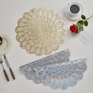 Sous-plat/chargeur/rond de <span class=keywords><strong>table</strong></span> décoratif pour mariage, rond, en <span class=keywords><strong>vinyle</strong></span> pressé doré écologique, effet métallique, creux, pour utilisation sur <span class=keywords><strong>table</strong></span> - Product Image 5