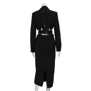 Vestido negro al por mayor ajustado de manga larga para oficina para mujer - Product Image 6