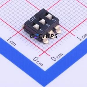 DSIC03LS-P DIP Switch SMD-6P,6x7.6mm Switch Flat Toggle, Raised Type Single Pole Single Throw 3 Gull Wing Type - Product Image 1