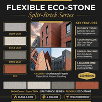 Série de carreaux de pierre écologiques flexibles, effet brique fendue, 3D, ultra-minces, en céramique souple, modernes, pour murs extérieurs et intérieurs, pour hôtels et villas