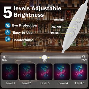 Cocktail neon <b>LED</b> dimmable USB powered ambient light shop window decoration light street indicator light luminous <b>letters</b> 5V - Product Image 3