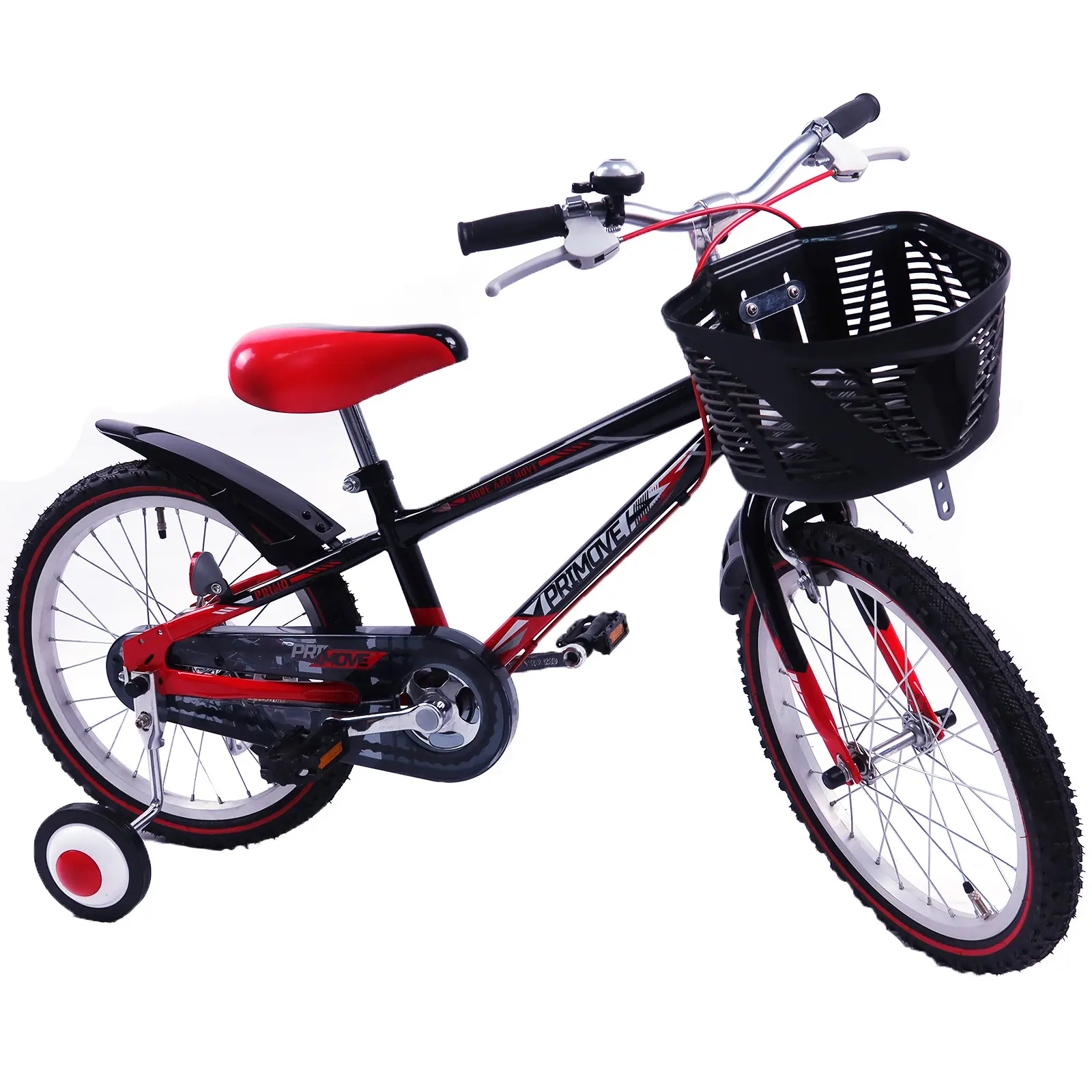 Sepeda anak usia bawah 18 "dengan roda tambahan ganda dengan keranjang, sepeda disesuaikan untuk anak-anak