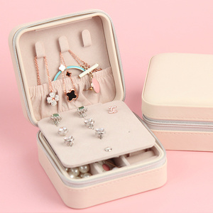 Estuche de Viaje para Joyas de Cuero PU Cuadrado Mini, con Cierre de Cremallera, para Mujeres y Niñas, Portátil, para Guardar Aretes - Product Image 2