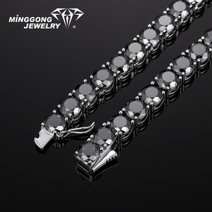 직접 공장 판매 하이 퀄리티 희귀 블랙 Moissanite 테니스 체인 목걸이 100% 다이아몬드 테스트 통과 힙합 스타일 남성용 - Product Image 5