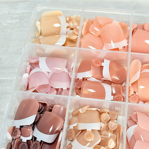288 faux ongles courts carrés à presser pour les orteils, finition brillante nude/rose/brun, pour l'été et le DIY des pieds - Product Image 3