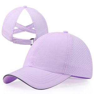 Casquette de baseball en maille respirante violet clair, ajustable, 6 panneaux, pour activités de plein air, printemps-été - Product Image 1