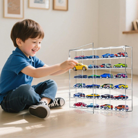 Vitrine d'exposition en acrylique sur mesure OEM pour modèles réduits de voitures, haute transparence, boîte de présentation pour voitures de course avec base noire, vente en gros