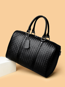 Bolsa de Viaje de Moda, Gran Capacidad, Bolsa de Lona de Cuero PU Tejido para Hombre con Compartimento para Zapatos, Bolsa de Equipaje Multifuncional - Product Image 2