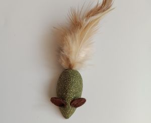 असली पंख मोलर दांत साफ करने वाले माउस आकार बिल्ली स्वस्थ स्नैक कैनिप बिल्ली खिलौना - Product Image 5