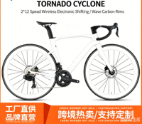 Vélo de course en fibre de carbone avec transmission électronique sans fil 24 vitesses, roues aérodynamiques en carbone, freins à disque, vente en gros, usine CE
