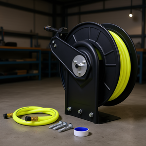 Carrete para manguera de aire de 3/8 pulgadas x 50 pies, de acero de alta resistencia, con rebobinado automático, acabado en óxido negro - Product Image 2