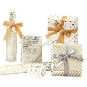 Recyclable En Gros Personnalisation Anniversaire Fête De Noël Rouleau De Papier D'or 0.4*3m Boîte Cadeau Papier D'emballage Personnalisé - Product Image 1