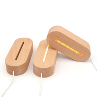 5v Usb 3d Lampe Led Ovale Bois Veilleuse Base pour Laser Illuminant Plexiglas Acrylique Led Light Stand