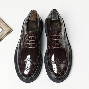 Chaussures Oxford pour hommes en cuir véritable à bout carré, style coréen, formelles, faites à la main, antidérapantes, respirantes et légères - Product Image 3