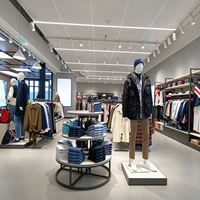 Porte-vêtements en métal noir, table ronde à niveaux, étagère grise, tringle de suspension, CE ETL, vente en gros, vente au détail, boutique