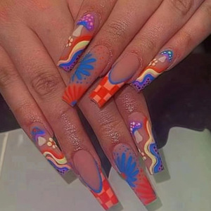 <span class=keywords><strong>Uñas</strong></span> <span class=keywords><strong>postizas</strong></span> francesas de máquina, hechas a mano en parte, <span class=keywords><strong>con</strong></span> diseño de diamante, flores rosas y moradas, brillantes y a rayas, al por mayor a bajo precio. - Product Image 2