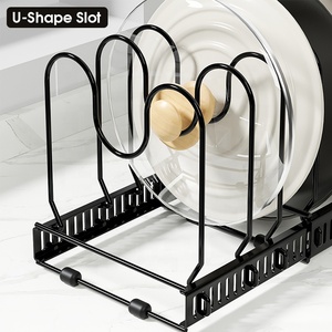 Organisateur casseroles multifonctionnel: Support extensible couvercles, 10 compartiments réglables, pour armoire de <span class=keywords><strong>cuisine</strong></span> - Product Image 5