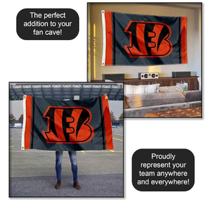 Drapeau de haute qualité personnalisé en gros, imprimé avec le logo des <span class=keywords><strong>Detroit</strong></span> Lions, en polyester, pour affichage intérieur et extérieur, 90*150cm - Product Image 3