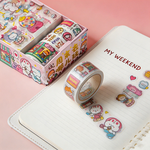 Juego de pegatinas de cinta Washi con dibujos animados, blocs de notas coloridos para decoración de diario - Product Image 2