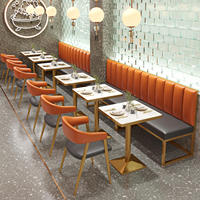 Hotselling luxe eetkamermeubilair van leer, cafe-tafel en -stoel, dessertrestaurant bankzitting