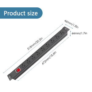 Chúng tôi tiêu chuẩn 9 cửa hàng điện PDU bảo vệ quá tải hợp kim nhôm PDU Đơn vị phân phối điện Giá tủ - Product Image 5
