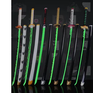 9 Styles Demon Slayer: Kimetsu no Yaiba Tanjiruo Cosplay Prop Wood Noctilucent Anime Sword