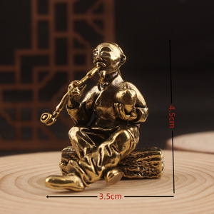 Brass Qing Dynasty Style Figure Ornament 2Pcs Handmade Tabletop Sculpture For Home Office <b>Decor</b> - Product Image 4