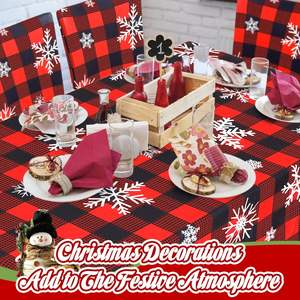 Mantel rectangular a cuadros de Navidad con copo de nieve decoración de invierno para comedor banquete fiesta fábrica al por mayor para hoteles - Product Image 5