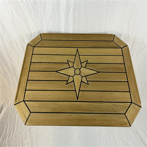 Plateau de table rectangulaire en teck à motif étoile, à bords droits, pour cour, accessoires marins populaires pour yacht, vendeur transfrontalier - Product Image 1