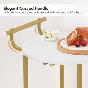 Chariot de rangement en métal, chariot roulant, chariot de service durable pour boissons, chariot de <span class=keywords><strong>bar</strong></span> avec 3 étagères, chariot doré - Product Image 6