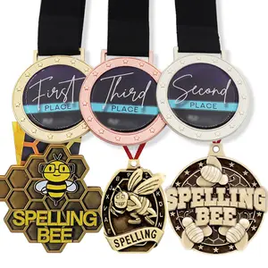 Manufacturer Design Custom Metal Spelling Bee Medals 1st Place