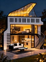 Maison préfabriquée moderne et écologique, villa modulaire intelligente et mobile