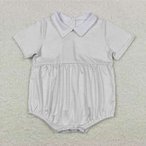Rompers a cuadros en rosa y blanco para bebés varones y niñas - Product Image 3