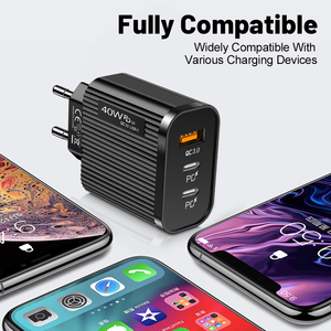 New Design USB3.0 PD3.0 2Type C 40W Mobile Phone Charger QC3.0 Fast <b>Charging</b> Wall Charger for IPhone12Pro Samsung A10 A8 - Product Image 6