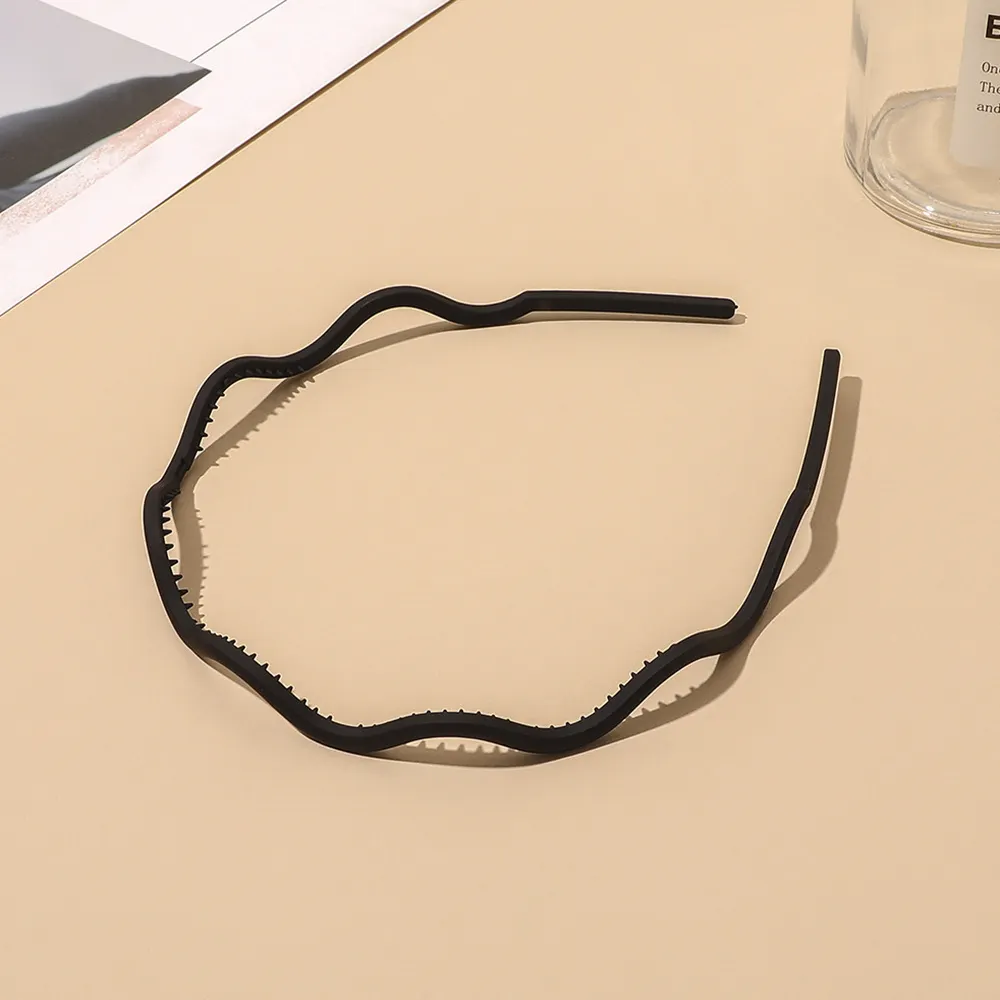 Nhà Sản Xuất Đơn Giản Đồng Bằng Mỏng Tự Làm Phụ Nữ Nhựa Sóng Hairband Matte Sóng Đen Headband Tóc Hoop