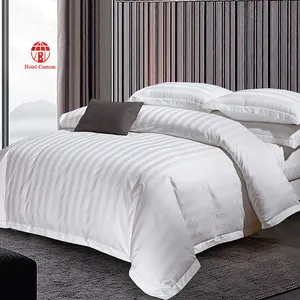 Set copripiumino a righe da 3cm di alta qualità set biancheria da letto lenzuolo in cotone con conteggio di 300 fili biancheria da letto in lino per hotel set piumino king