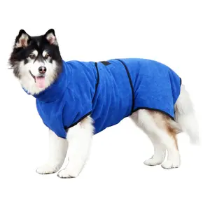 Produk Anjing Grosir Handuk Jubah Anjing Mewah Super Serap dari Bahan Microfiber Produsen Pakaian Hewan Peliharaan dengan Logo Kustom untuk Perawatan Semua Jenis Anjing - Product Image 1