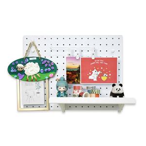 MDF Self-Adhesive Pegboard Wall <b>Board</b> Free Punching Perforated Design Includes Wall Shelves Living Room Space Storage Kit Single - Product Image 2
