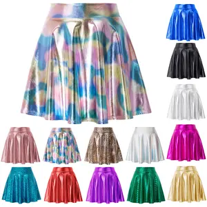 2022 new shiny metal skateboard skirt retro style leather skirt wholesale color shiny party skirt