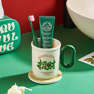 Good Luck Toothbrush Cup With Toothpaste Holder For Bathroom Cabinet Cartoon Design Eco-Friendly Single Use - Product Image 4