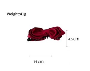 Pince à cheveux banane en satin français avec nœud, antidérapante à dents, pour queue de cheval torsadée, en plastique et tissu, accessoire de fête - Product Image 3