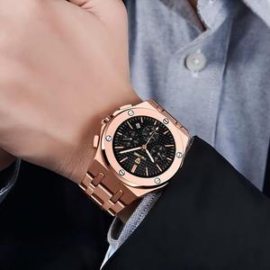 TEVISE T830B นาฬิกาข้อมือผู้ชายสายสแตนเลสโครโนกราฟควอตซ์นาฬิกากันน้ำวันที่อัตโนมัติสายสีเงินนาฬิกามือเรืองแสง - Product Image 4