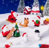 TINY Vintage cerf ange bonhomme de neige décor de Noël ou figurines de scène de la nativité résine échelle à neige pont panneaux routiers lampe traîneau cadeaux arbre