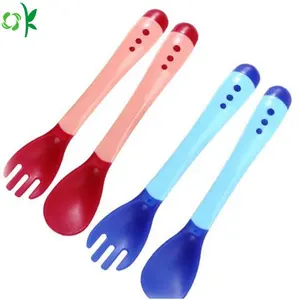 OKSILICONE Eco-friendly Silicone Baby Soft Spoon For Children Training Spoon For Infant Baby Silicone Soft Spoons