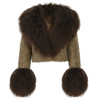 Jxwatcher Vente en gros de veste en fourrure de mouton naturelle de luxe pour l'hiver, veste courte en fourrure de mouton de Mongolie moelleuse pour femmes
