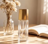 Flacon de parfum carré de luxe en verre de 40 ml avec couvercle scellé, emballage cosmétique pour huile essentielle et parfum, élégant, fabriqué en Chine, transparent