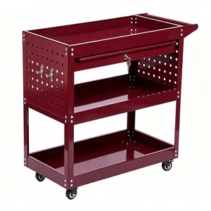 Chariot à outils roulettes rouge, armoire à outils roulante, personnalisable OEM/OBM, organisateur d'outils d'atelier, garantie 3 ans, serrure à clé, 54x70x26cm, à pousser - Product Image 2