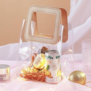 Petit sac de toilette transparent en PVC avec poignée en corde, étanche, option de logo personnalisé - Product Image 3